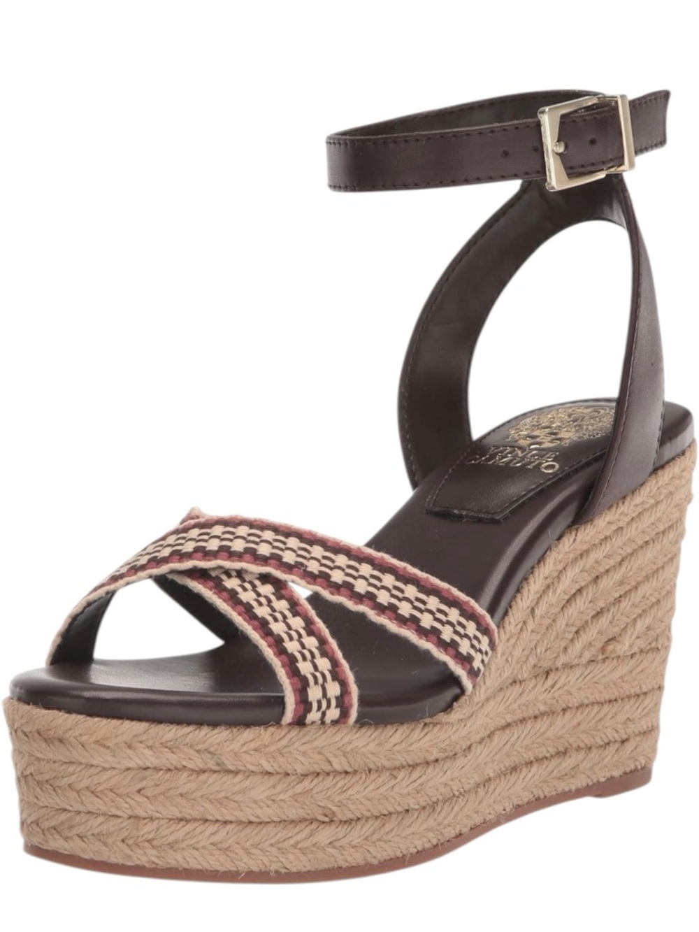 Vince Camuto womens Fettanas Wedge Sandal in Cognac Multi Root Beer/ Size 8.5